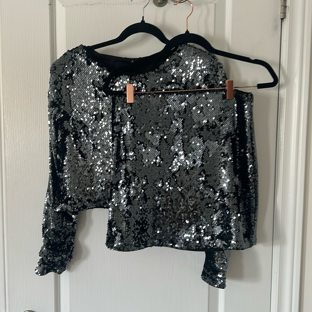 Black sequin matching set